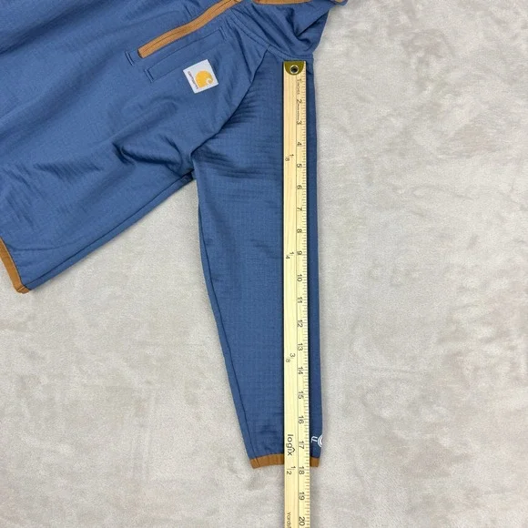 Carhartt Force Hoodie Kids 5 Steel Blue 1/4 Zip Grid Fleece Outdoors School Play - Picture 7 of 8
